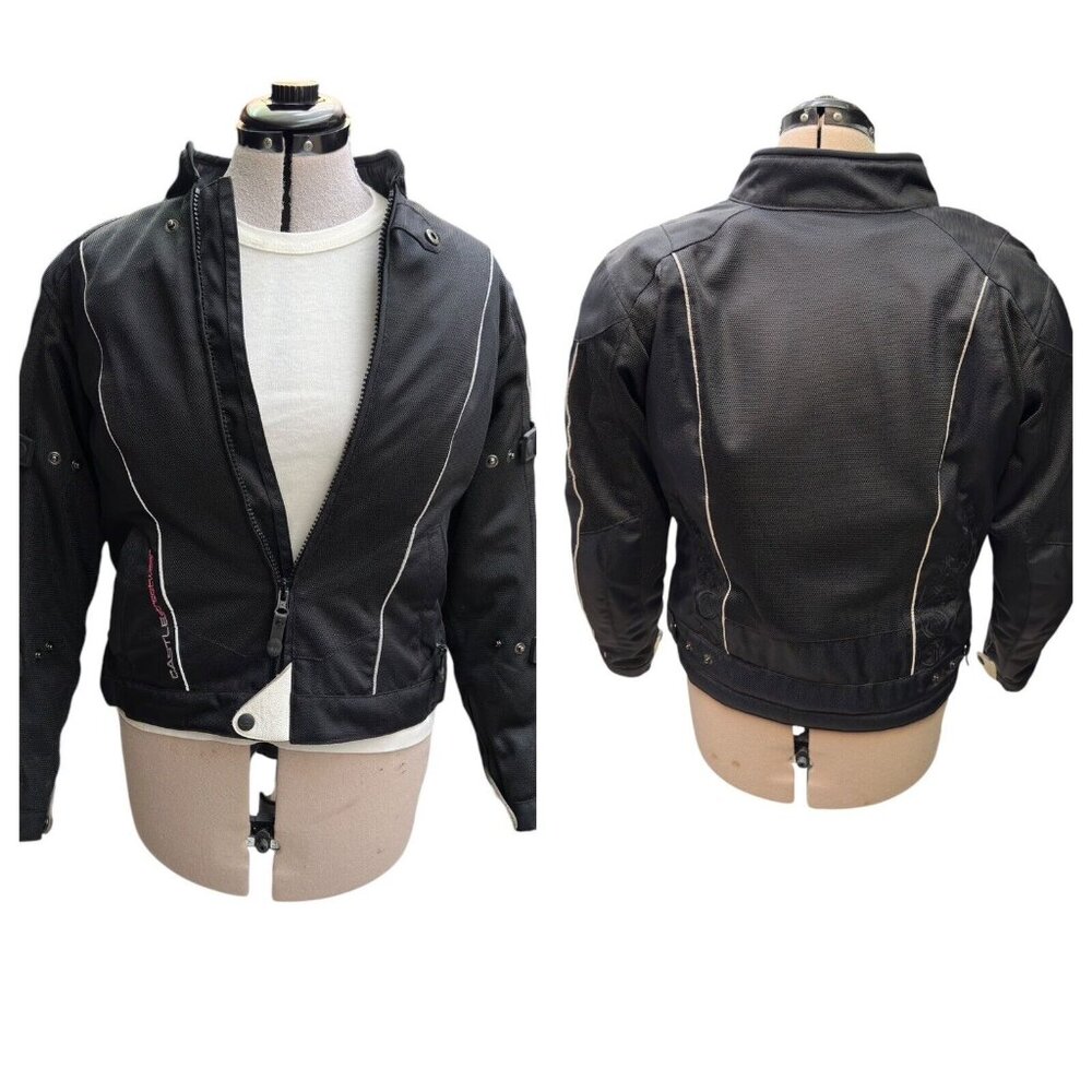 Castle Streetwear Womans Motorcycle Jacket Size 8 Black W/Pads Insulated